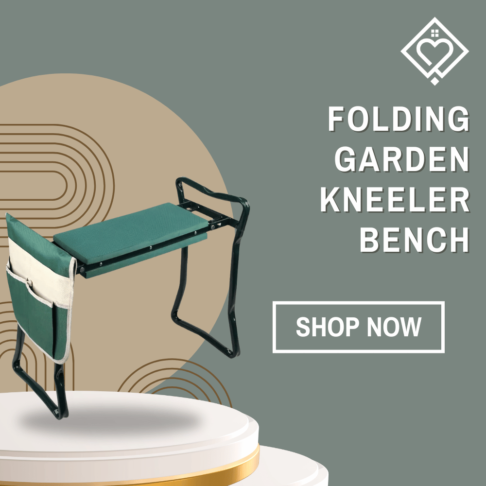 Folding Garden Kneeler Bench on pedestal background for promotional use
