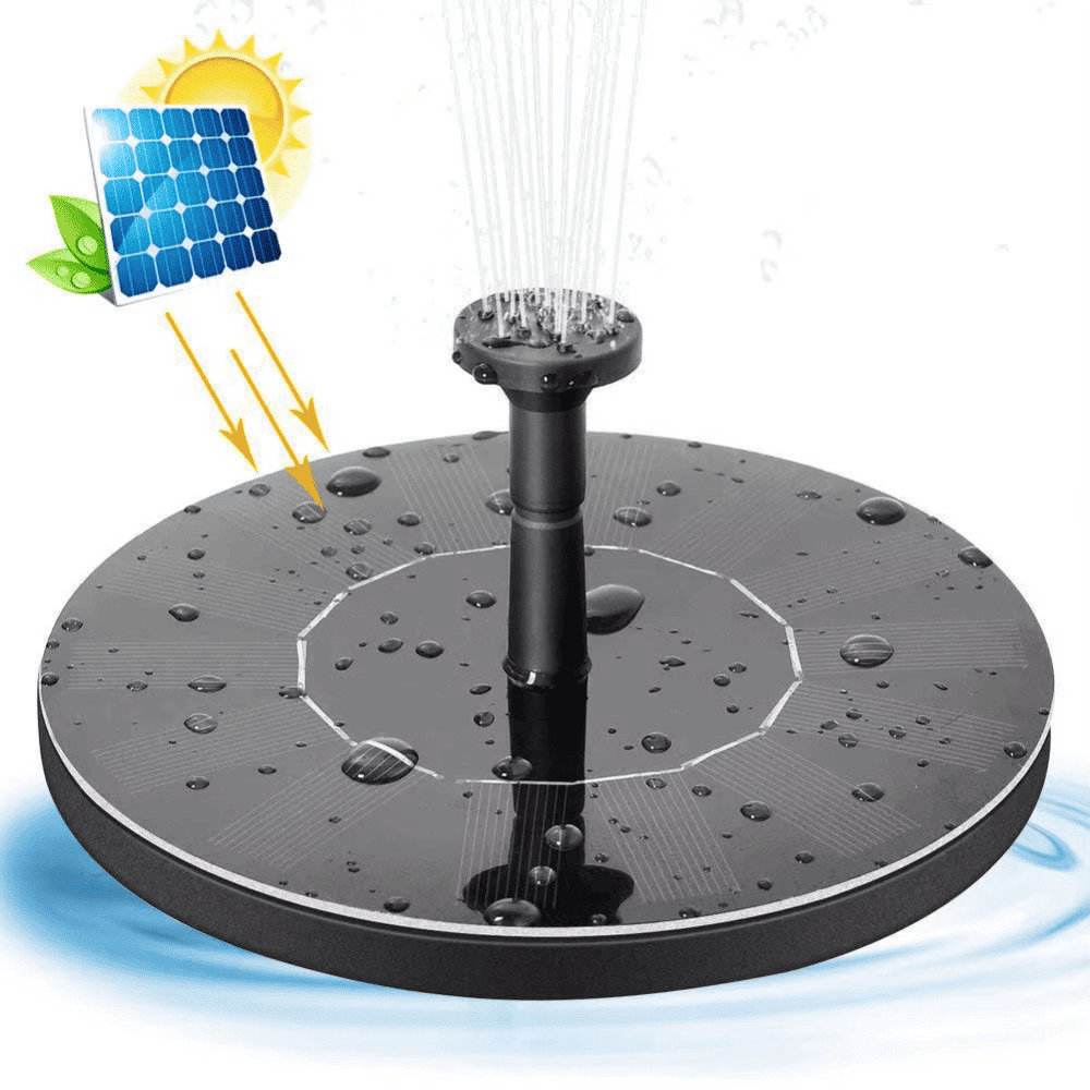 Solar Fountain Pump spraying water with direct sunlight, showing solar charging functionality