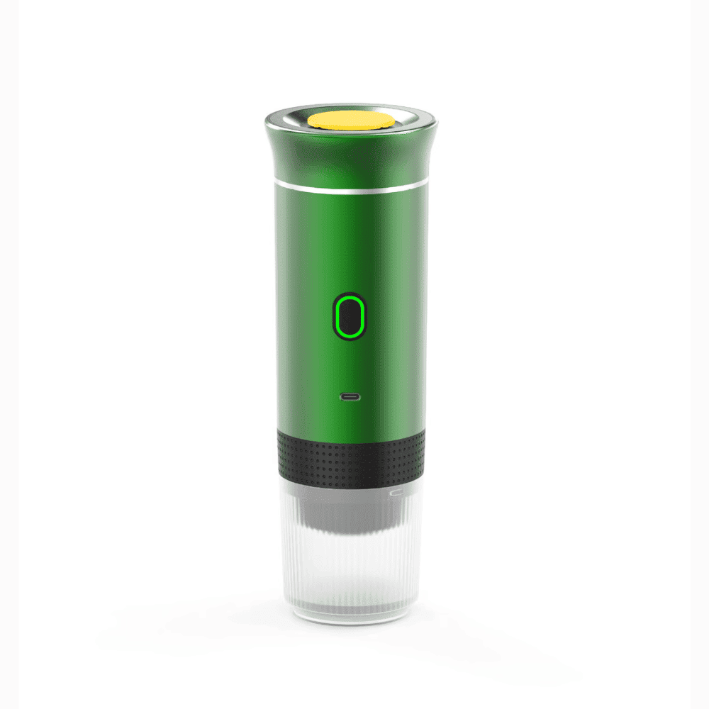 Green version of the Portable Espresso Machine highlighting color options