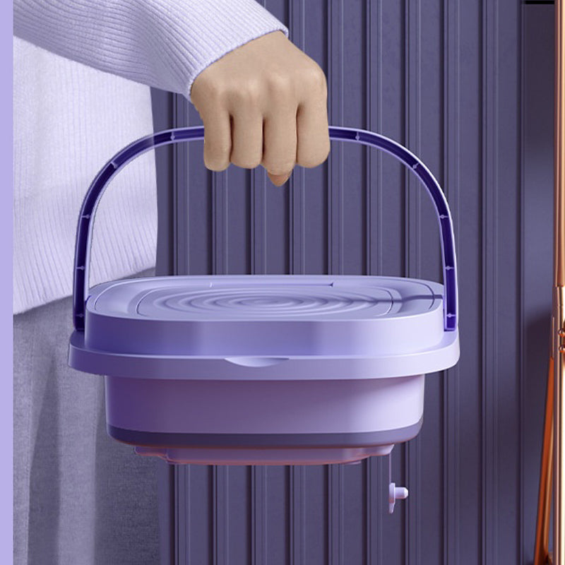 Hand lifting lightweight foldable washing machine with easy-carry handle design