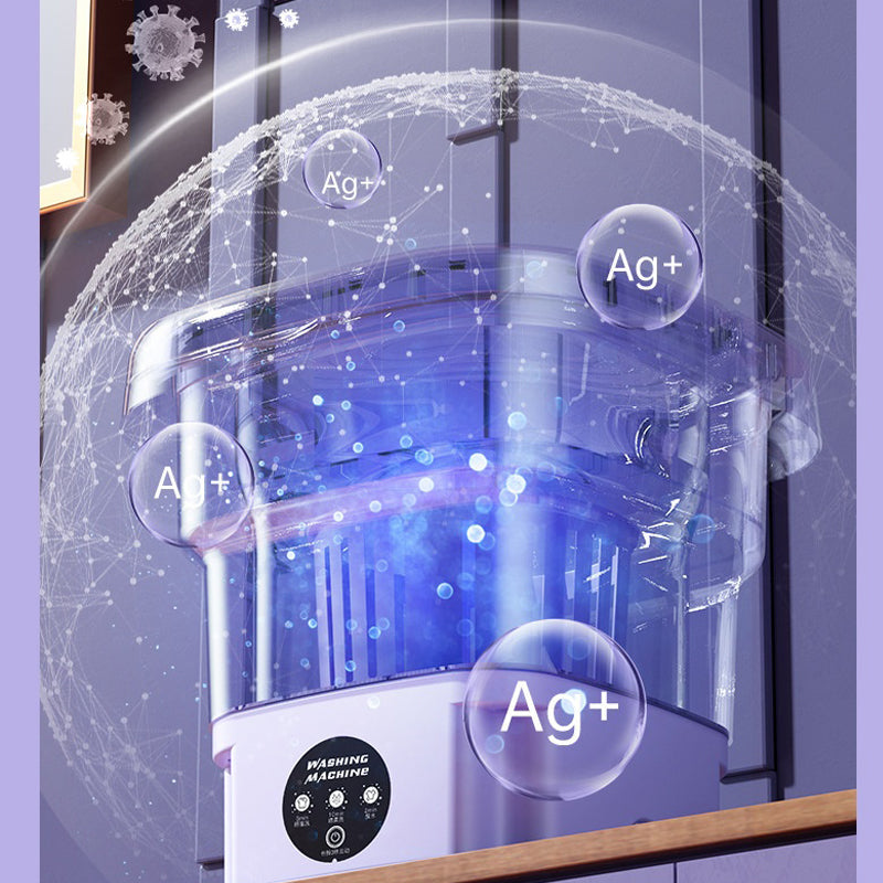 Portable mini washing machine with blue light sterilization and Ag+ ion deep cleaning function