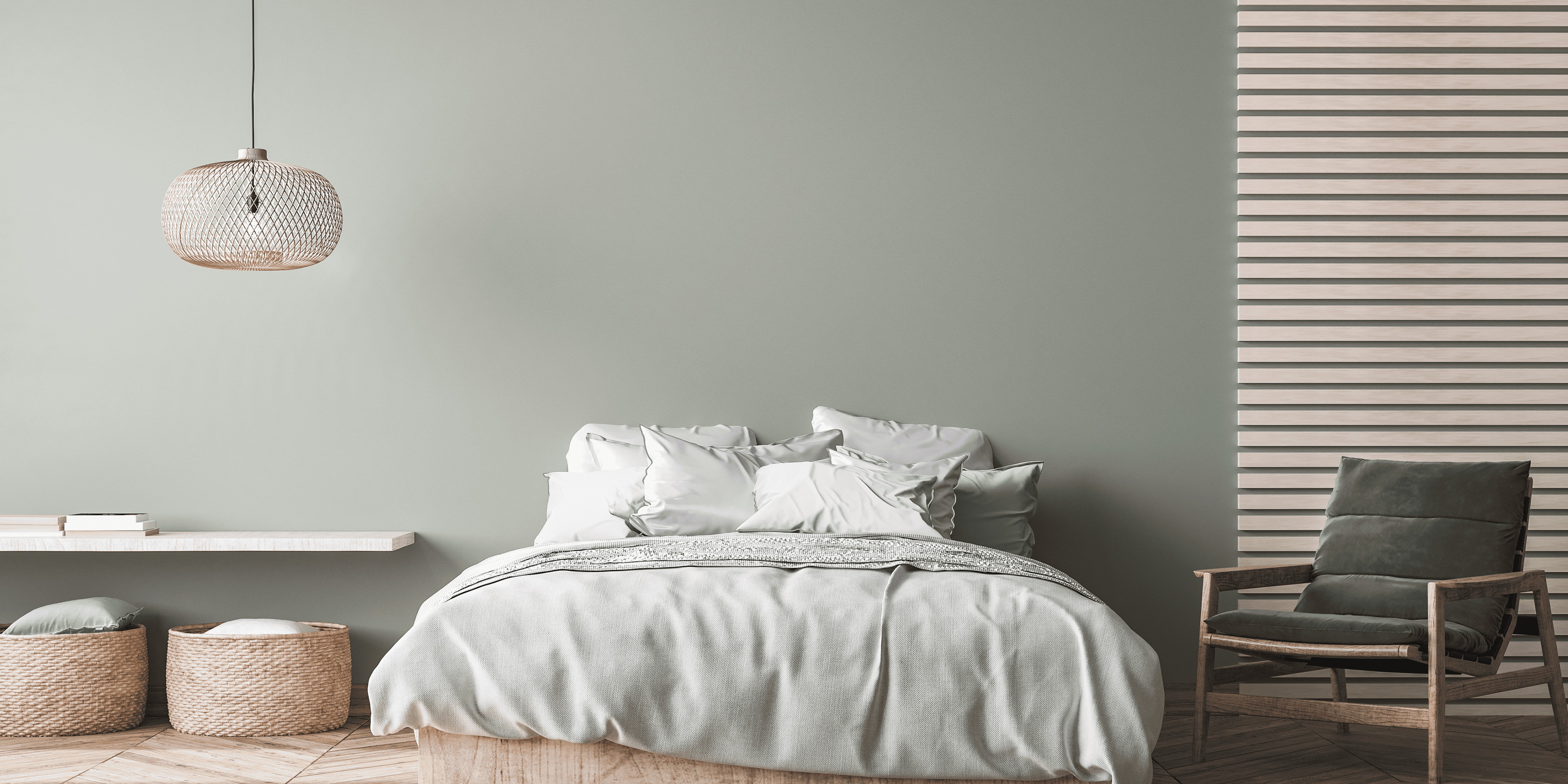 Cozy bedroom with minimal bedding and pillows, showcasing home comfort and stylish living essentials.