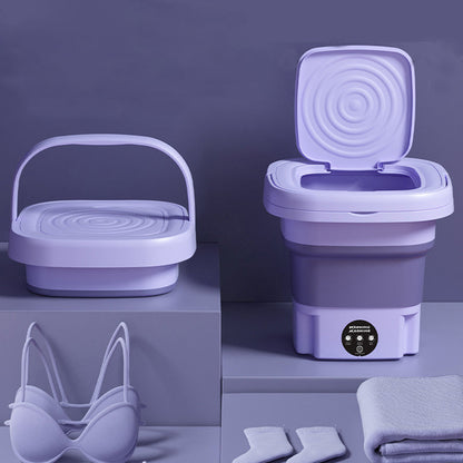 Foldable laundry washer placed next to socks and undergarments for gentle washing use-case